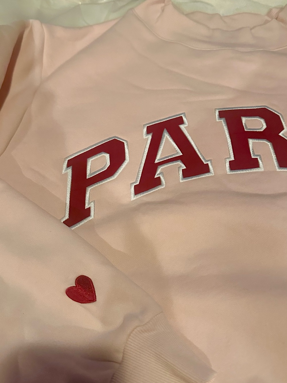 Parke Valentine’s Day drop, sold out online. Peony+Crimson sweatshirt, L/XL
New